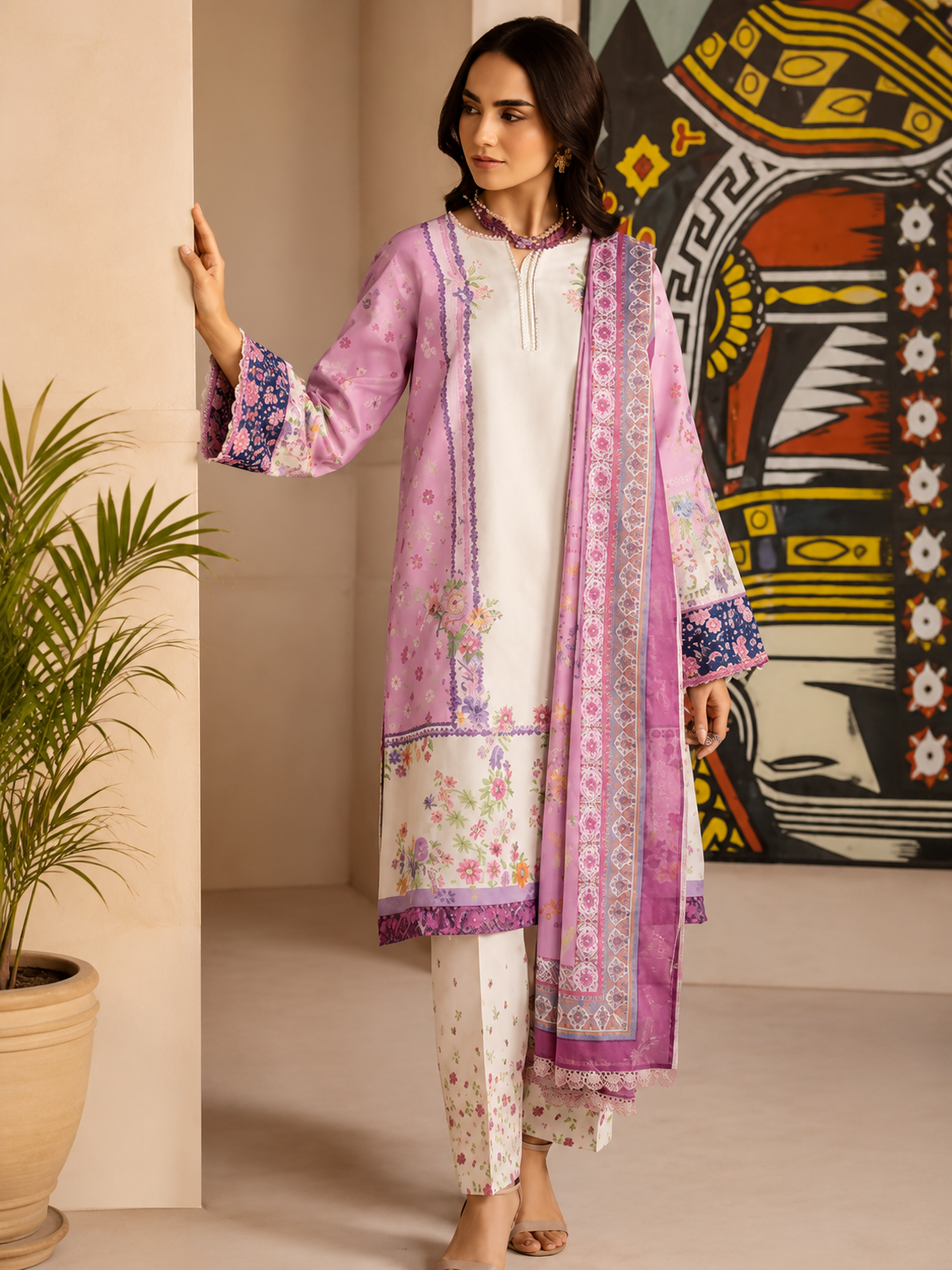 Luxury Digital Printed Lawn Three Piece Set -C521