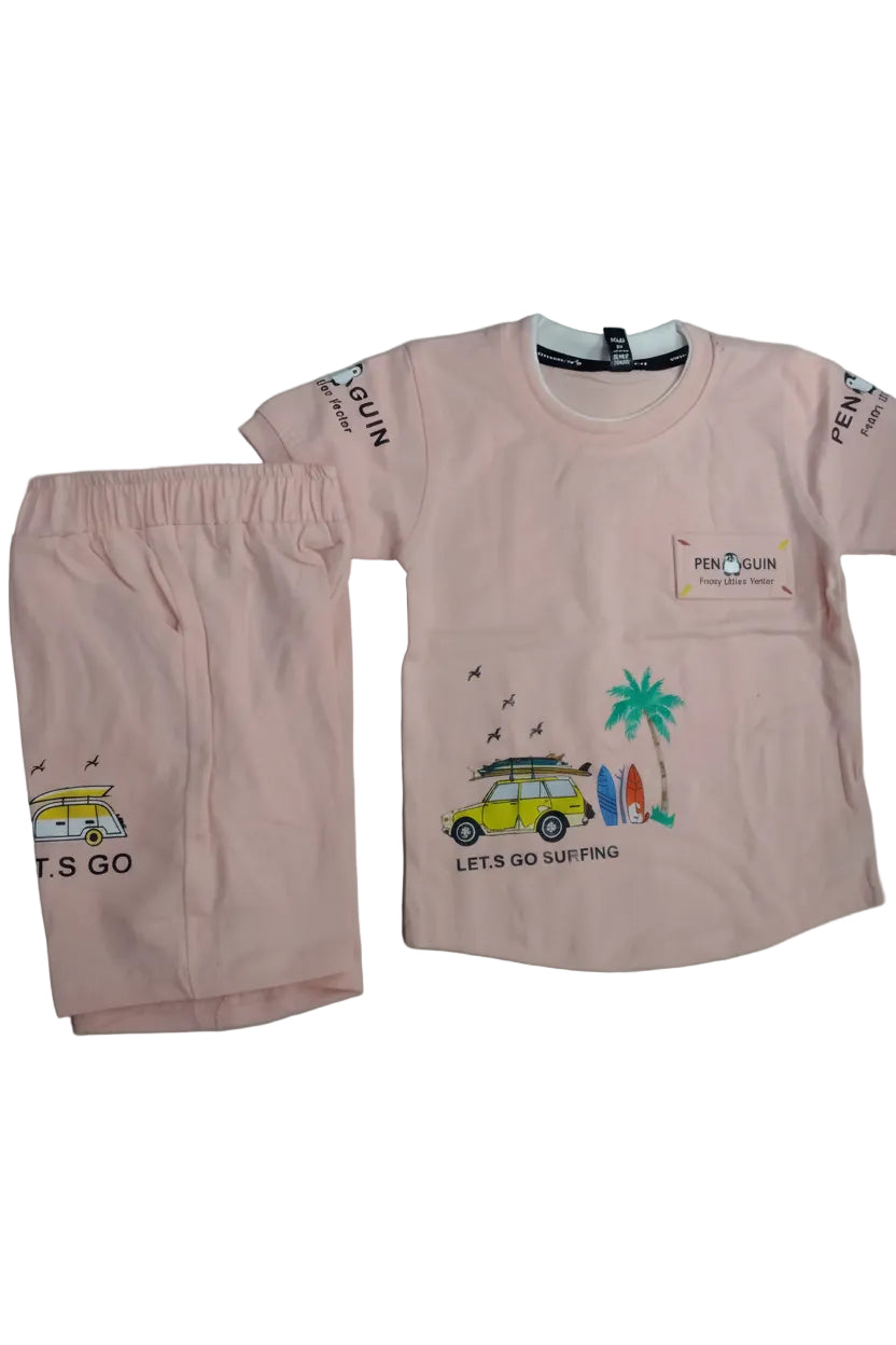 Kids “Let’s Go Surfing” T-Shirt & Shorts Set 333