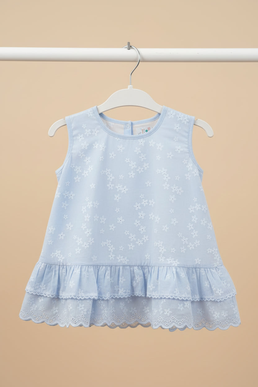 Girls Floral Ruffle Cotton Top & White Shorts Set-103