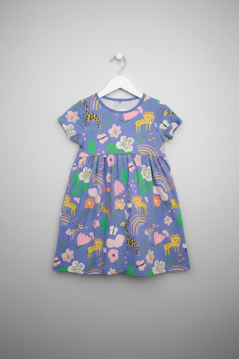 Girls Bird & Floral Printed Dress 3340