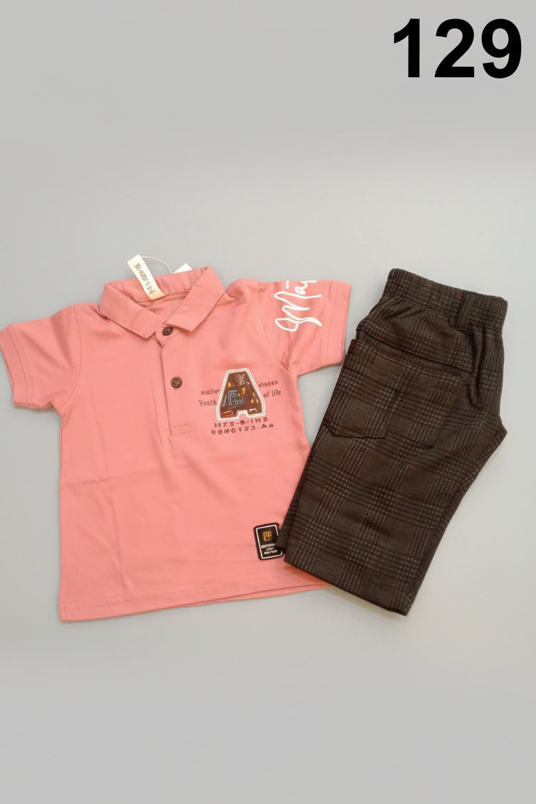 Boys Premium Polo T-Shirt & Check Cargo Pant Set 273