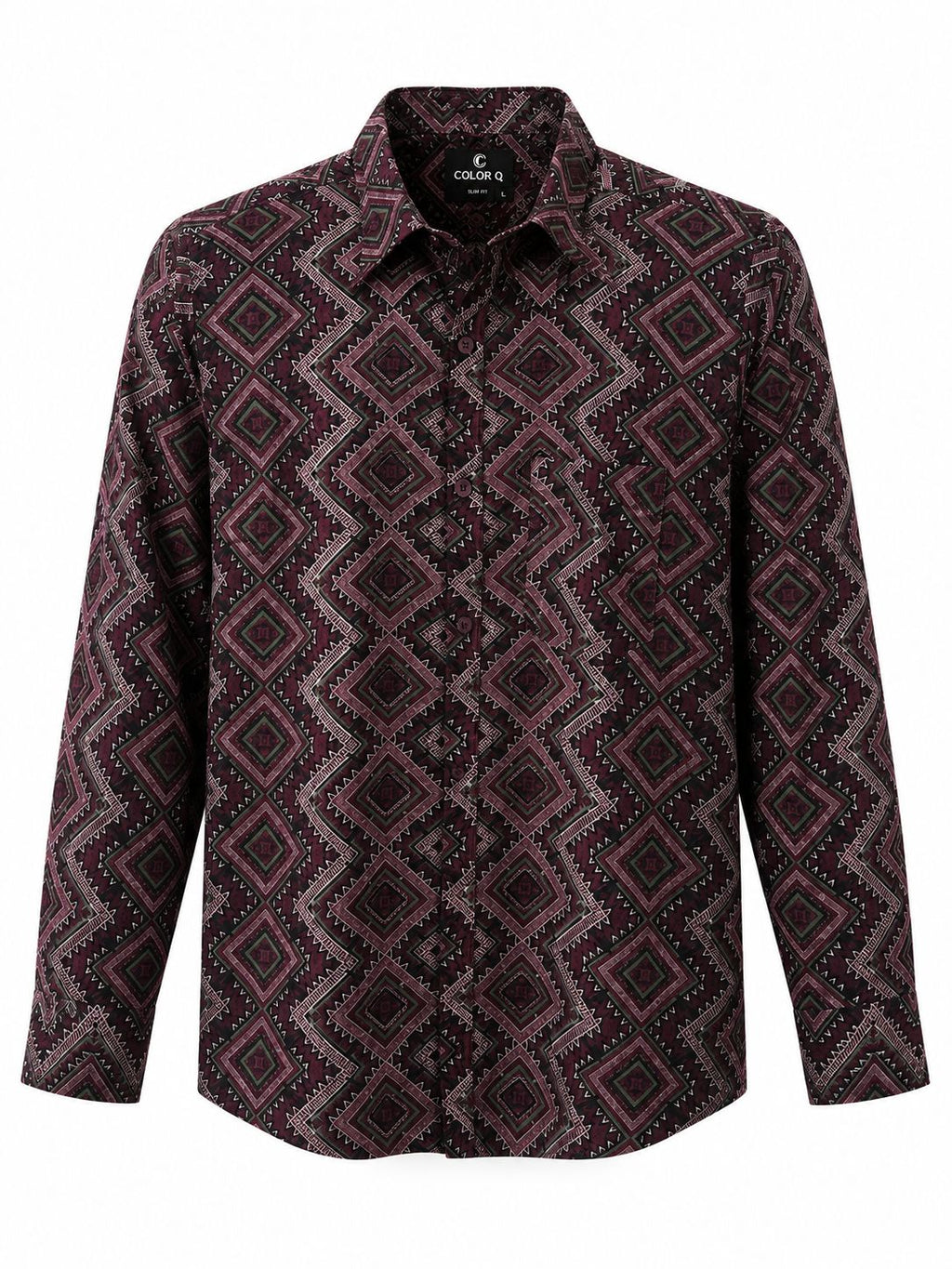 Premium Geometric Printed Long  Polo Shirt 468