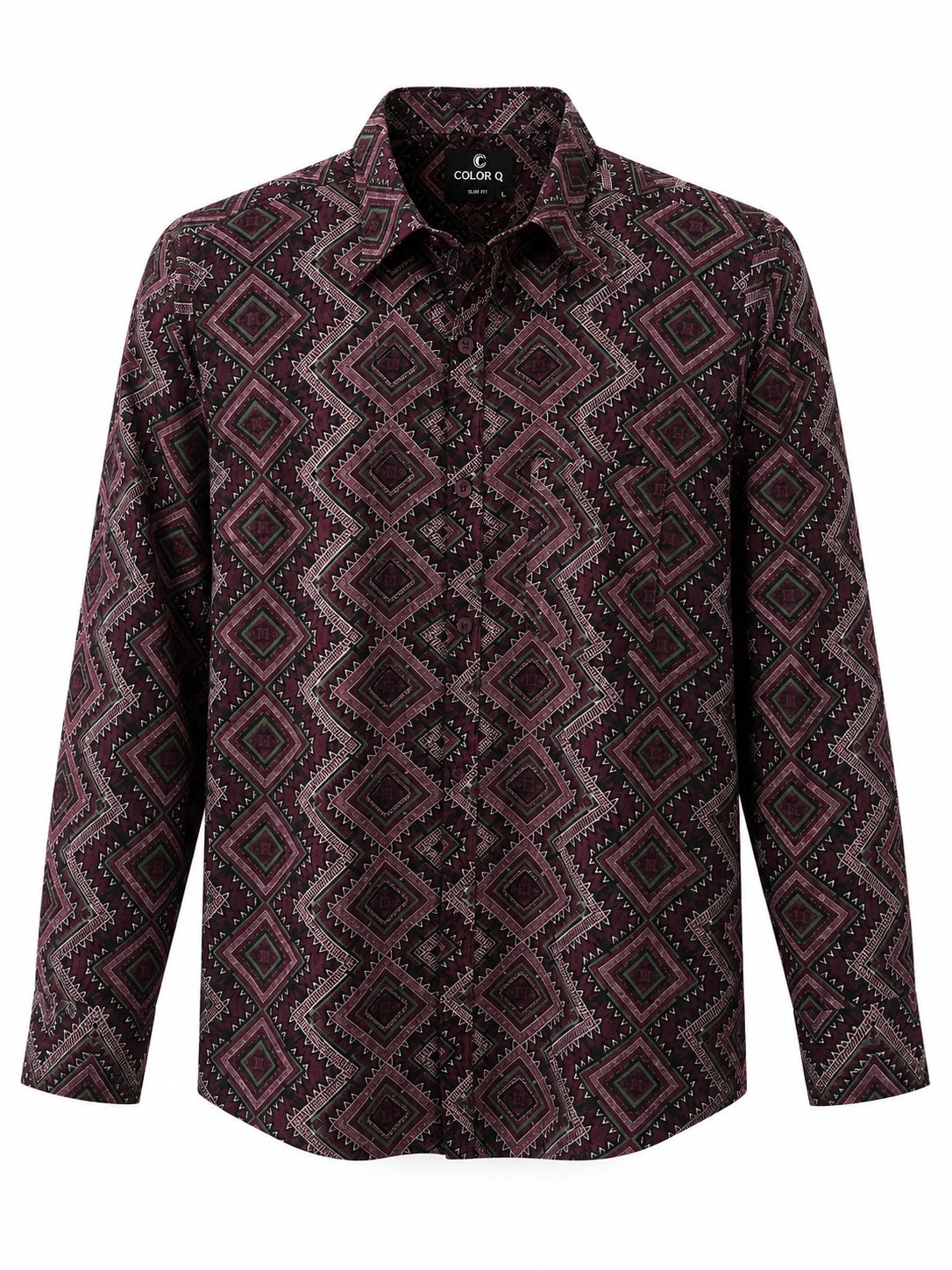 Premium Geometric Printed Long  Polo Shirt 468