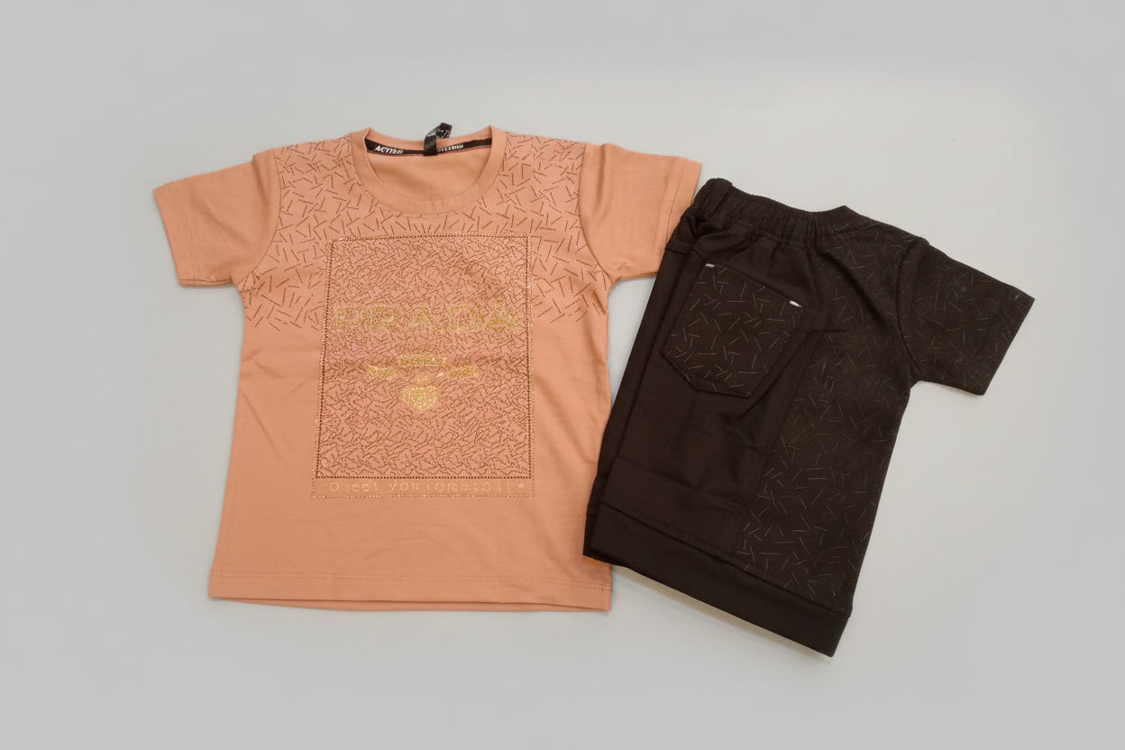 Girls PRADA Glitter Print T-Shirt & Cargo Pant Set 278