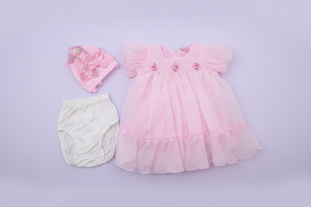 Baby Girls Premium Net Frock Set with Inner & Bloomers 67