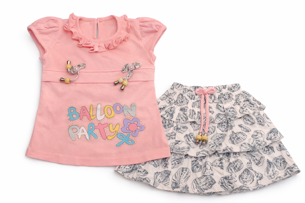 Girls Top & Printed Shorts Set 168