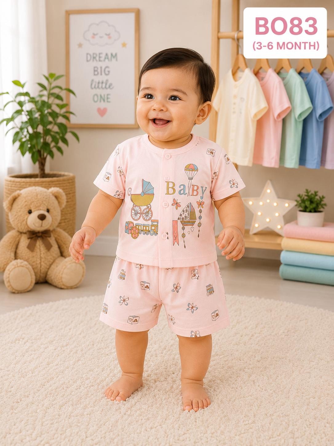 Baby Dream Printed Shirt & Shorts Set-BO83