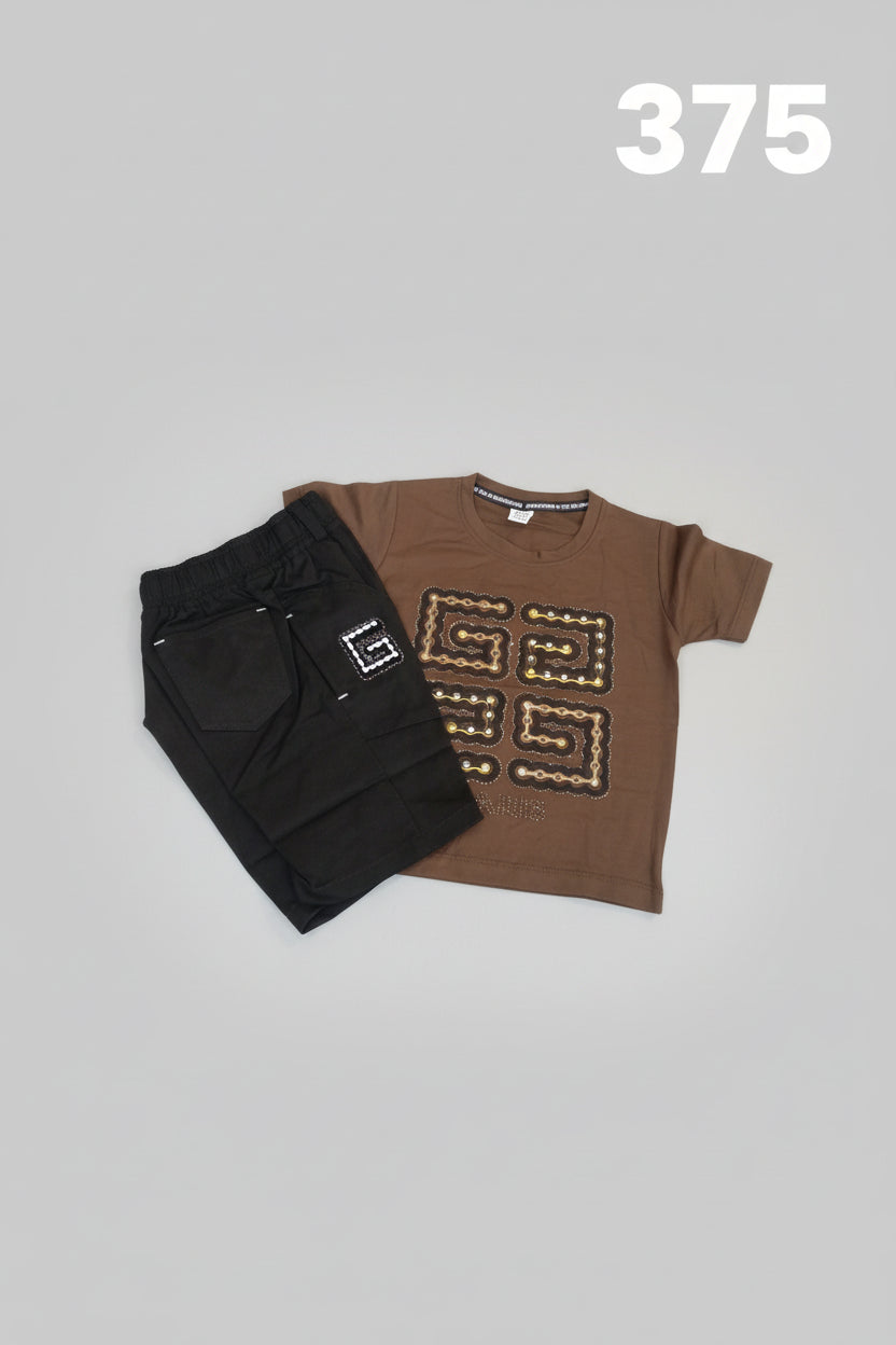 Kids Premium Printed T-Shirt & Shorts Co-Ord Set – Paris Edition 375