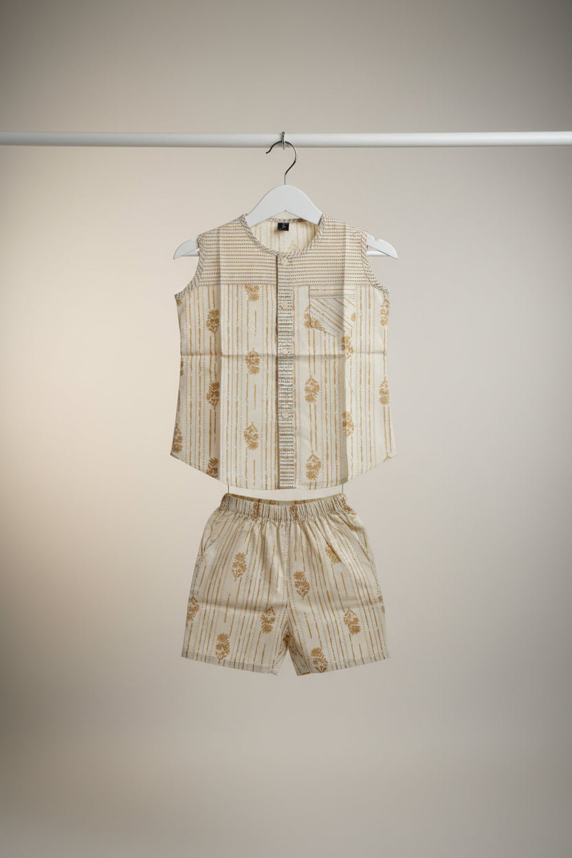 Girls Printed Sleeveless Top & Matching Shorts Set 96