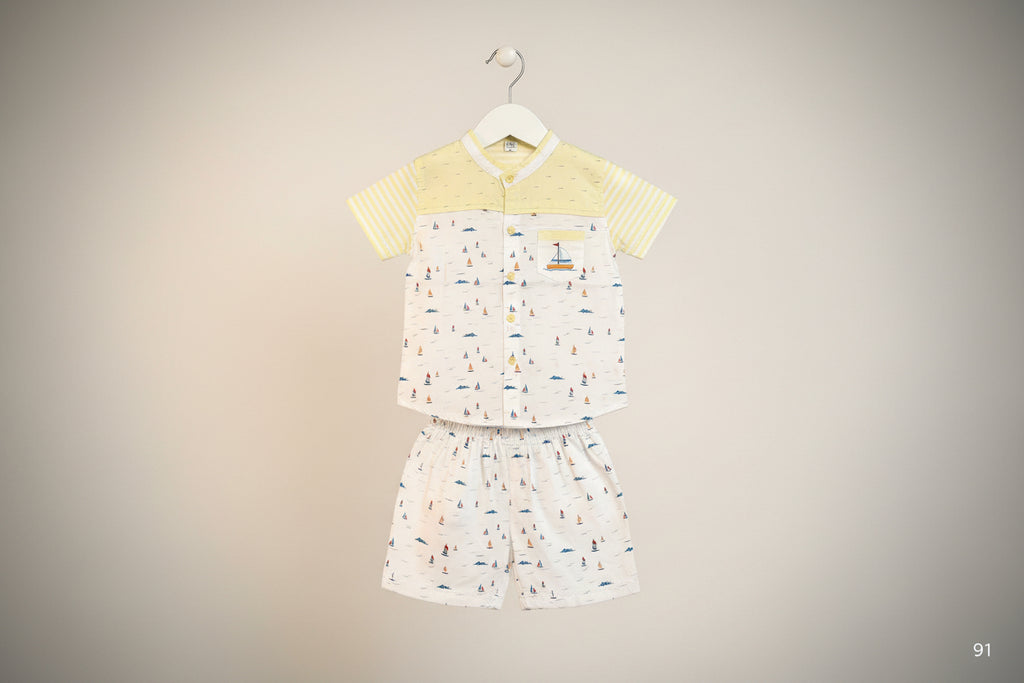 Baby Boys Sailboat Printed Shirt & Shorts Set –91