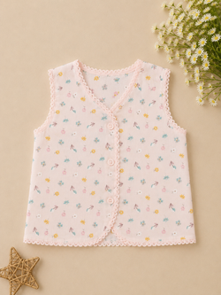 Baby Girls Ditsy Floral Lace Trim Wrap Vest-GD65