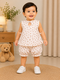 Baby Girls Floral Ruffle Top & Bloomer Shorts Set-BO94
