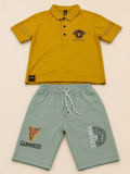 Kids Premium Polo T-Shirt & Shorts Set – Designer Badge Edition 256