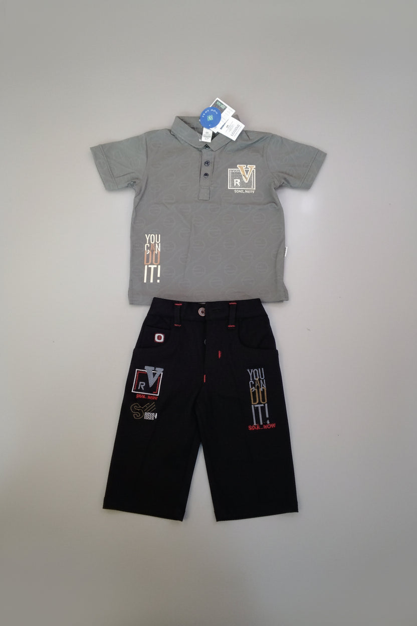 Boys Premium Beige Polo Shirt & Black Pant Set – Soul Now Edition 364