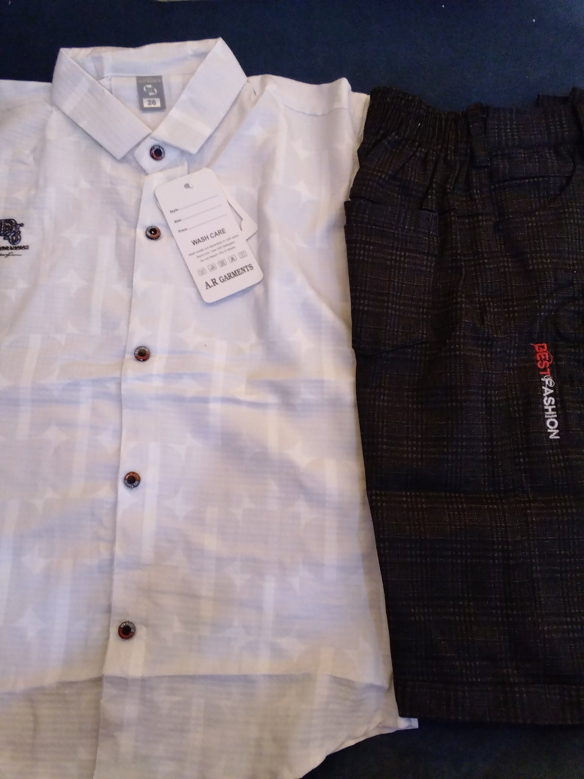 Kids Premium Cotton Shirt & Textured Pant Set 399