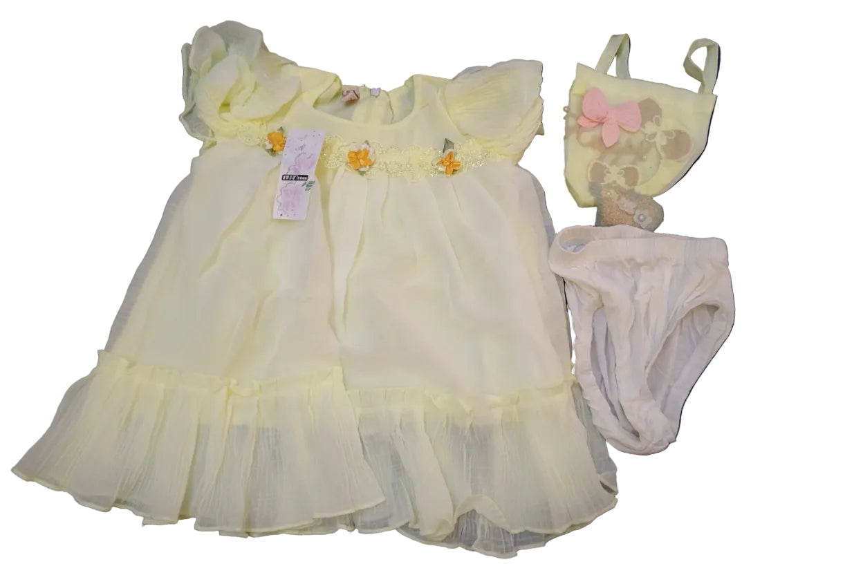 Baby Girls Premium Net Frock Set with Inner & Bloomers 67