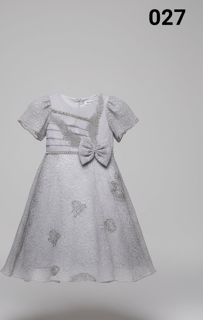 Girls Elegant Pearl Embroidered Party Dress 027