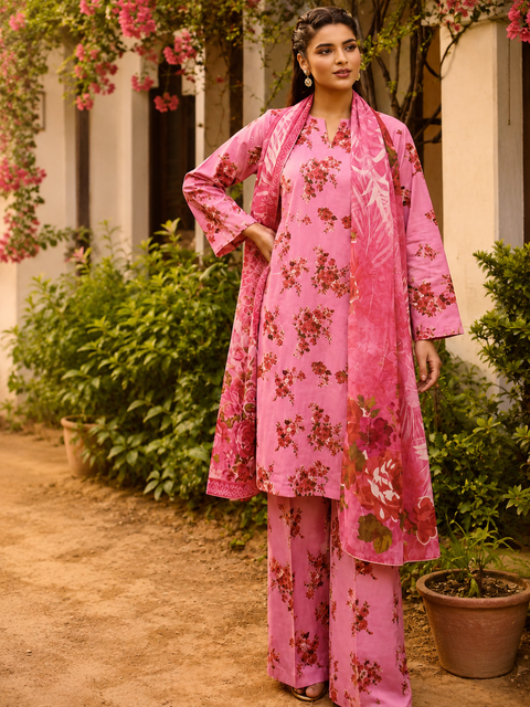 Luxury Digital Printed Lawn Three Piece Set -C524