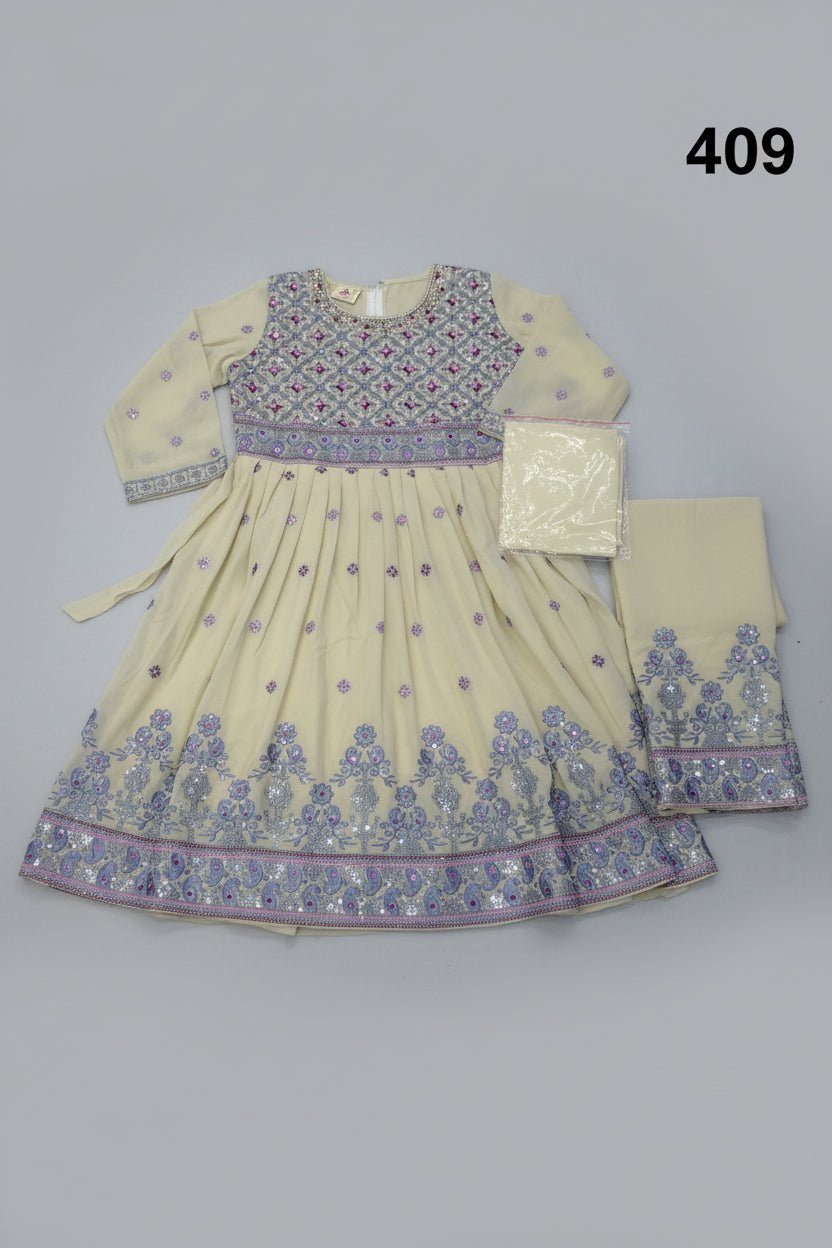 Girls Premium Embroidered Salwar Kameez Set — C110