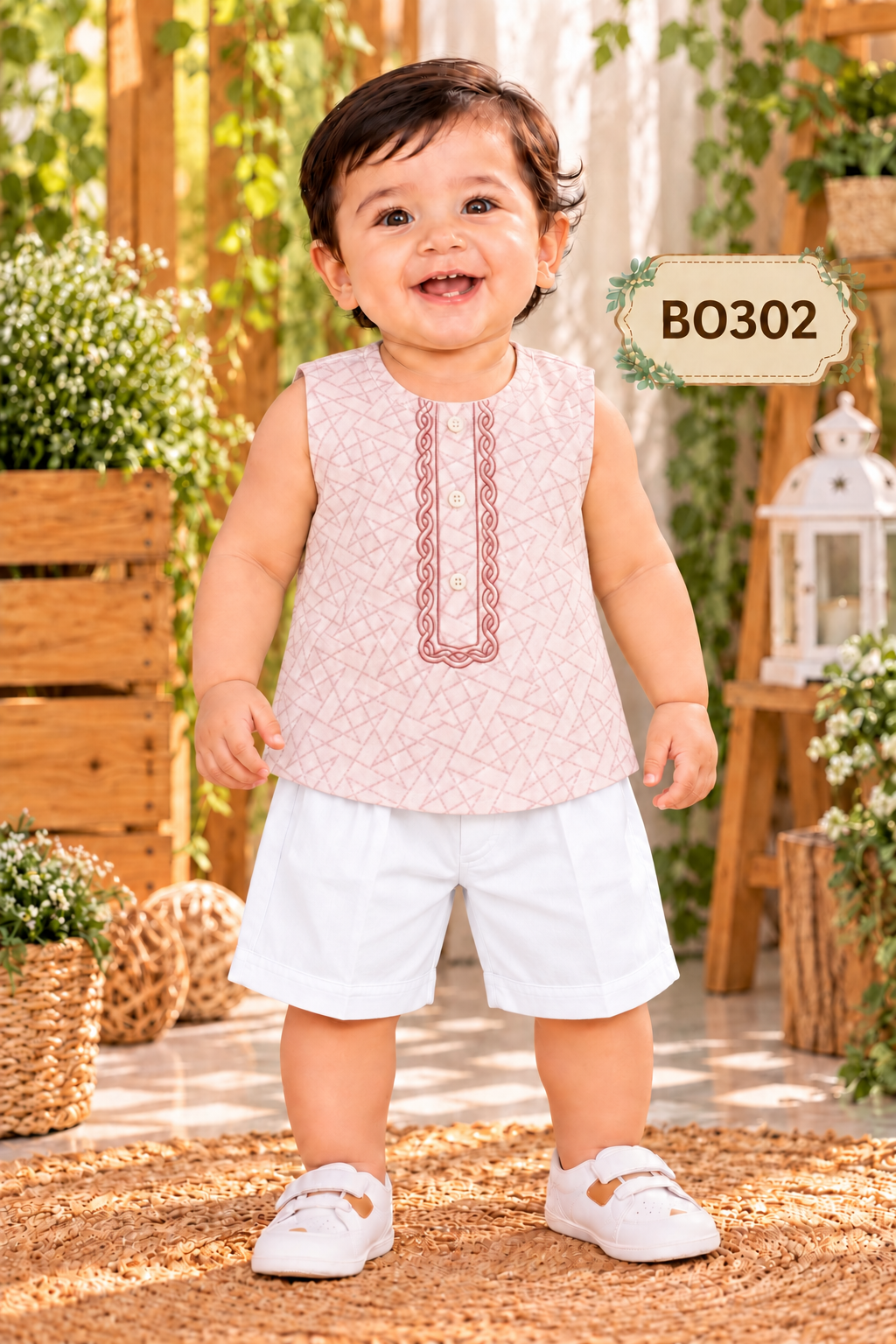 Premium Boys Textured Sleeveless Shirt & Shorts Set – BO302