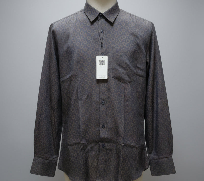 Premium Geometric Printed Long  Polo Shirt 460