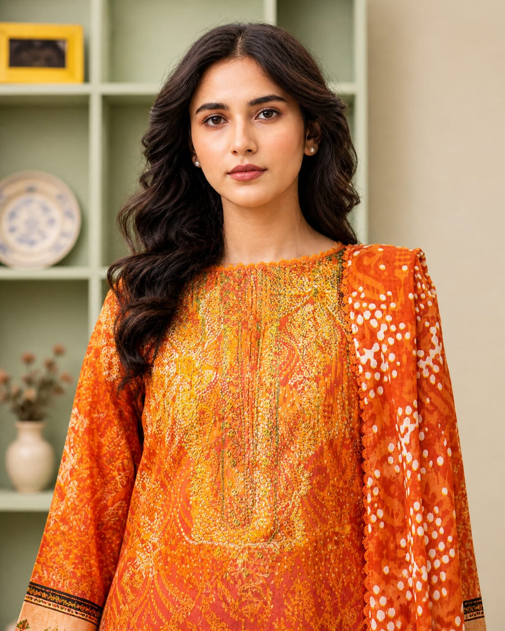 Luxury Digital Printed Lawn Three Piece Set-C254