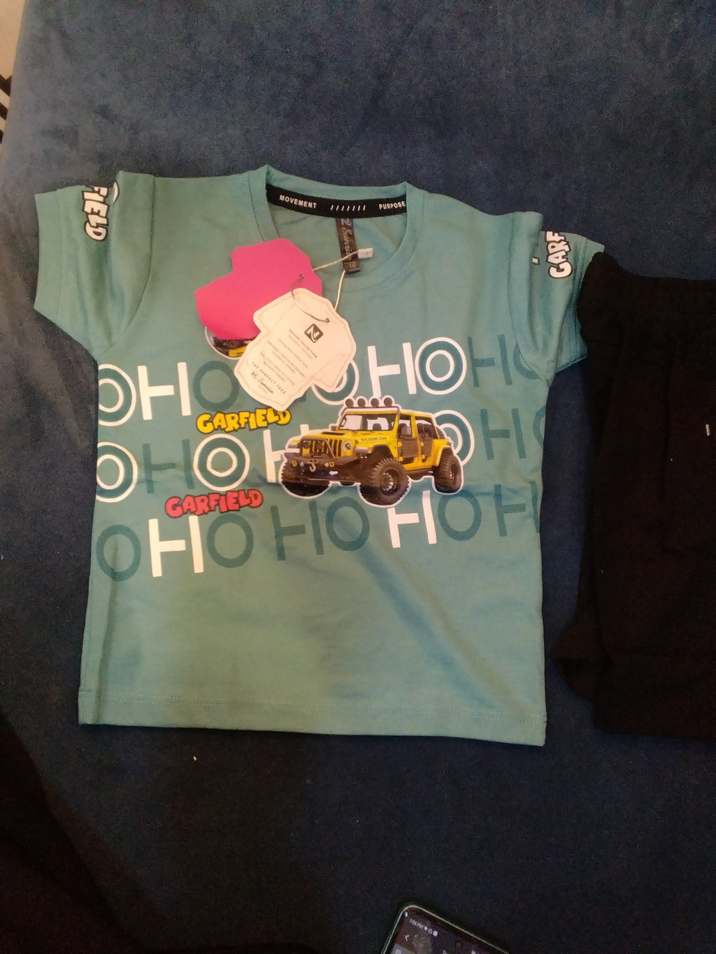 Boys “Garfield Jeep Adventure” Summer T-Shirt & Pant Set 246