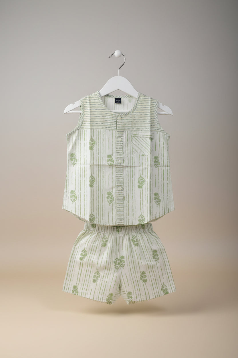 Girls Printed Sleeveless Top & Matching Shorts Set 96
