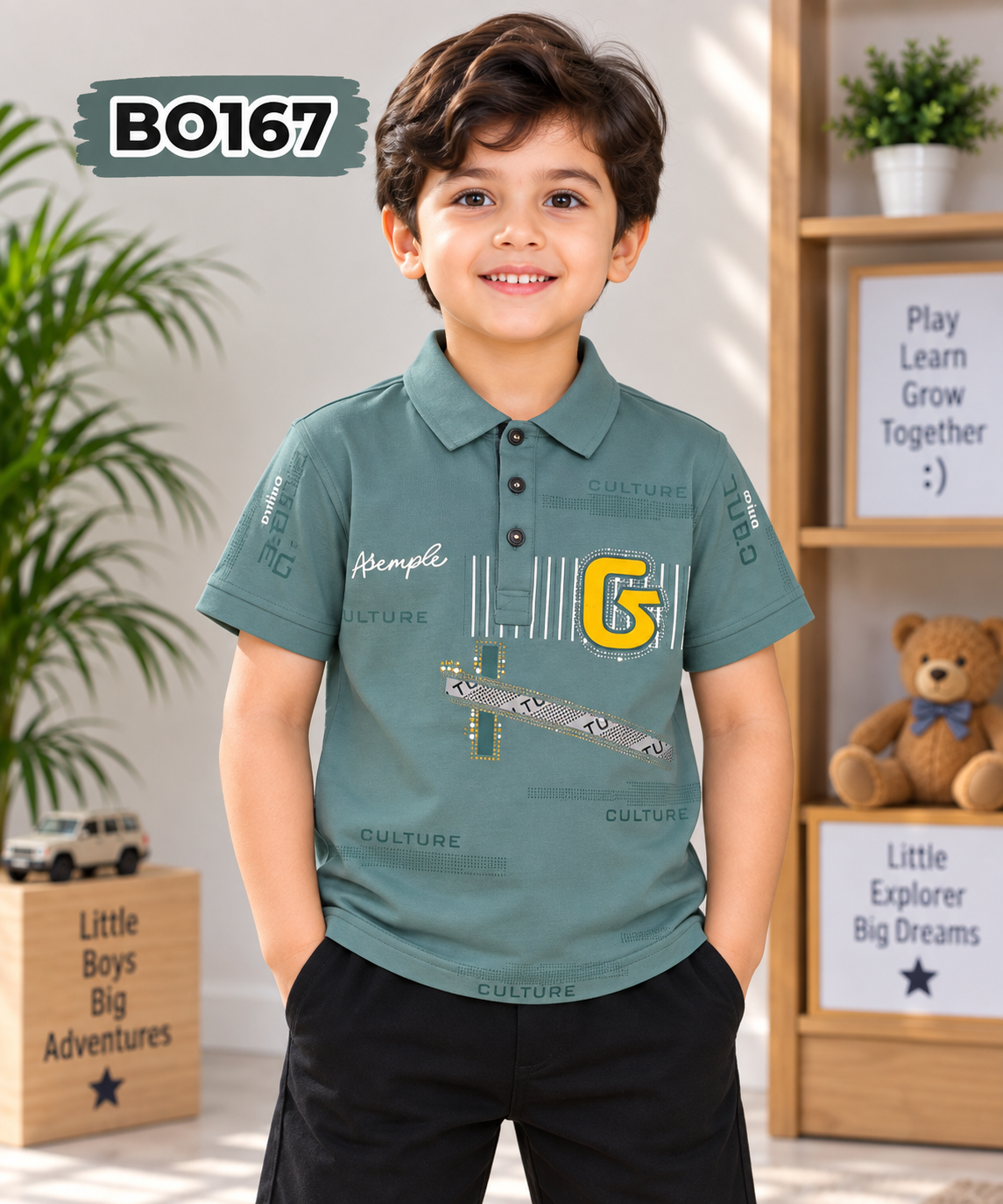 Premium Boys Culture Graphic Polo T-Shirt -BO167