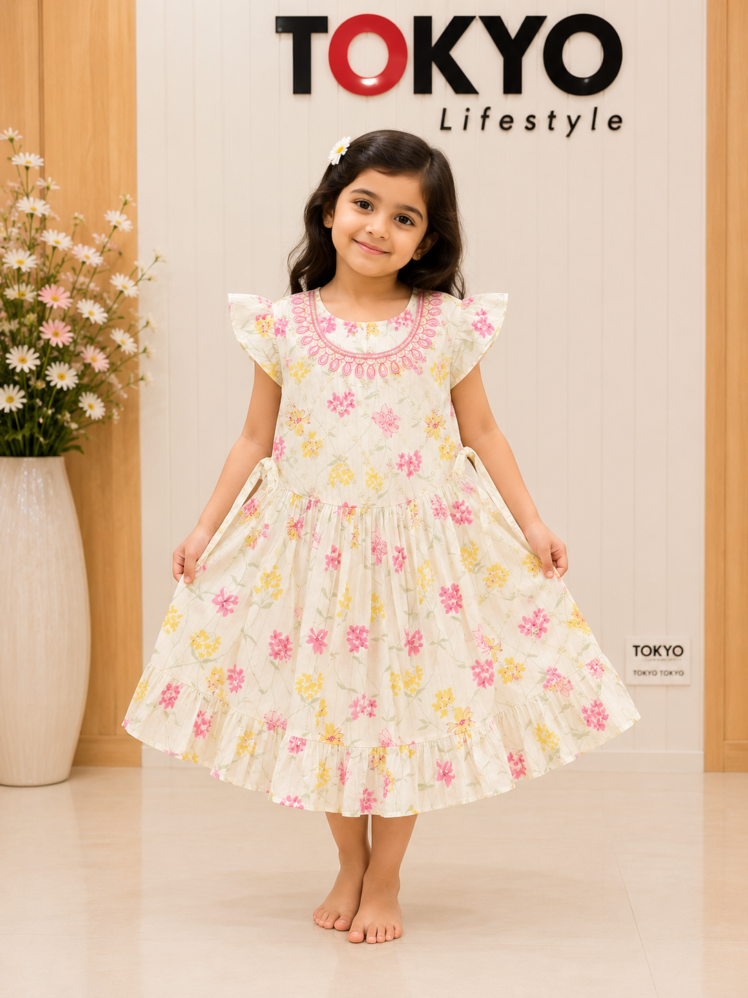 Girls Floral Layered Dress 1