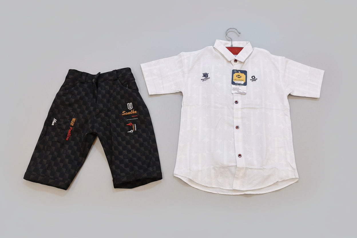 Kids Premium Cotton Shirt & Textured Pant Set 399