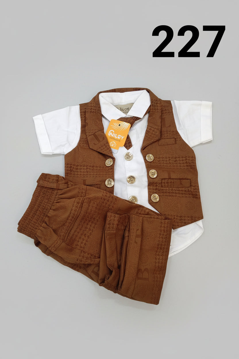 Kids Premium Waistcoat Shirt Pant Set with Tie 227