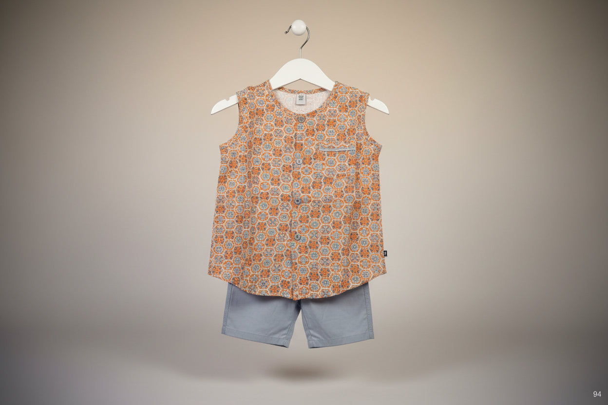 Girls Printed Sleeveless Top & Shorts Set 94