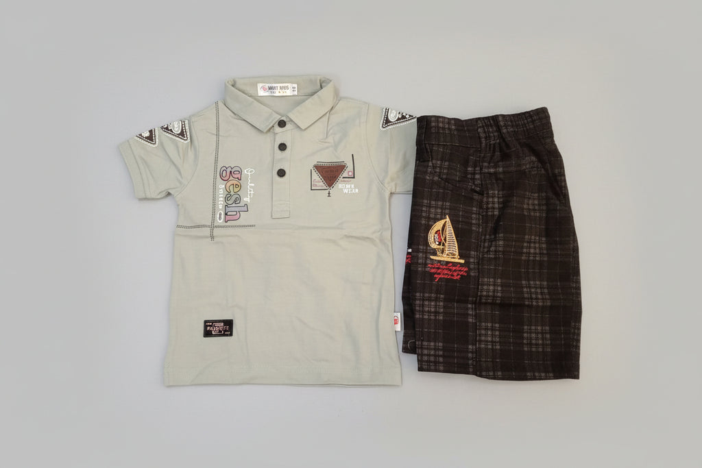 Boys classic t-shirt & check shorts set 660