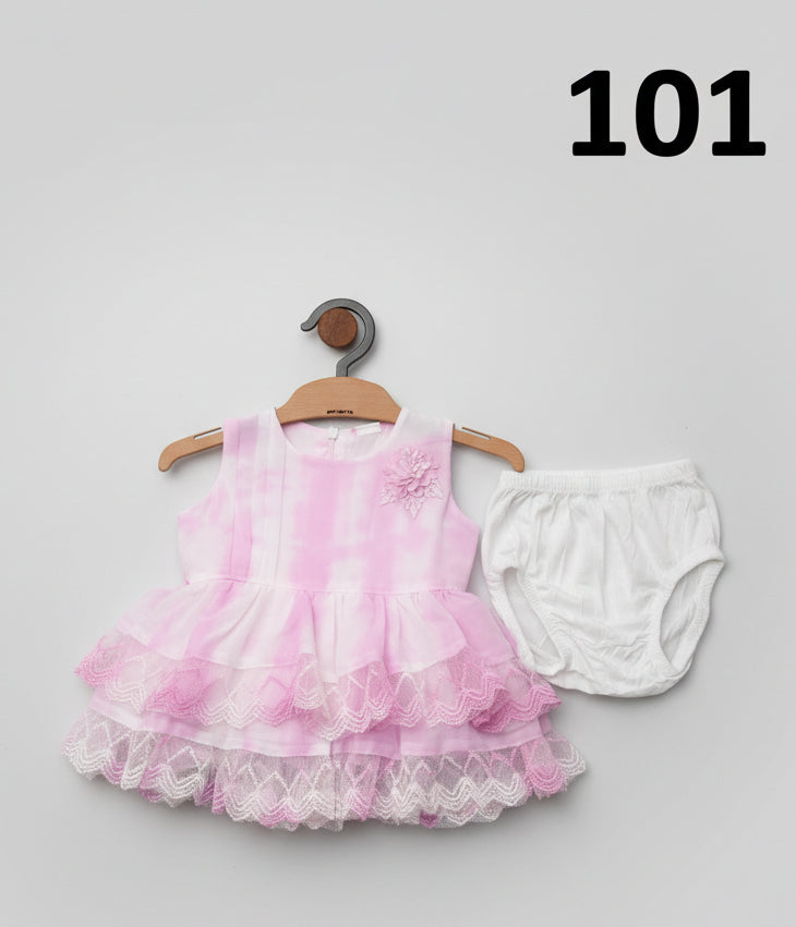 Girls Tie-Dye Party Dress Set with Bloomers 101