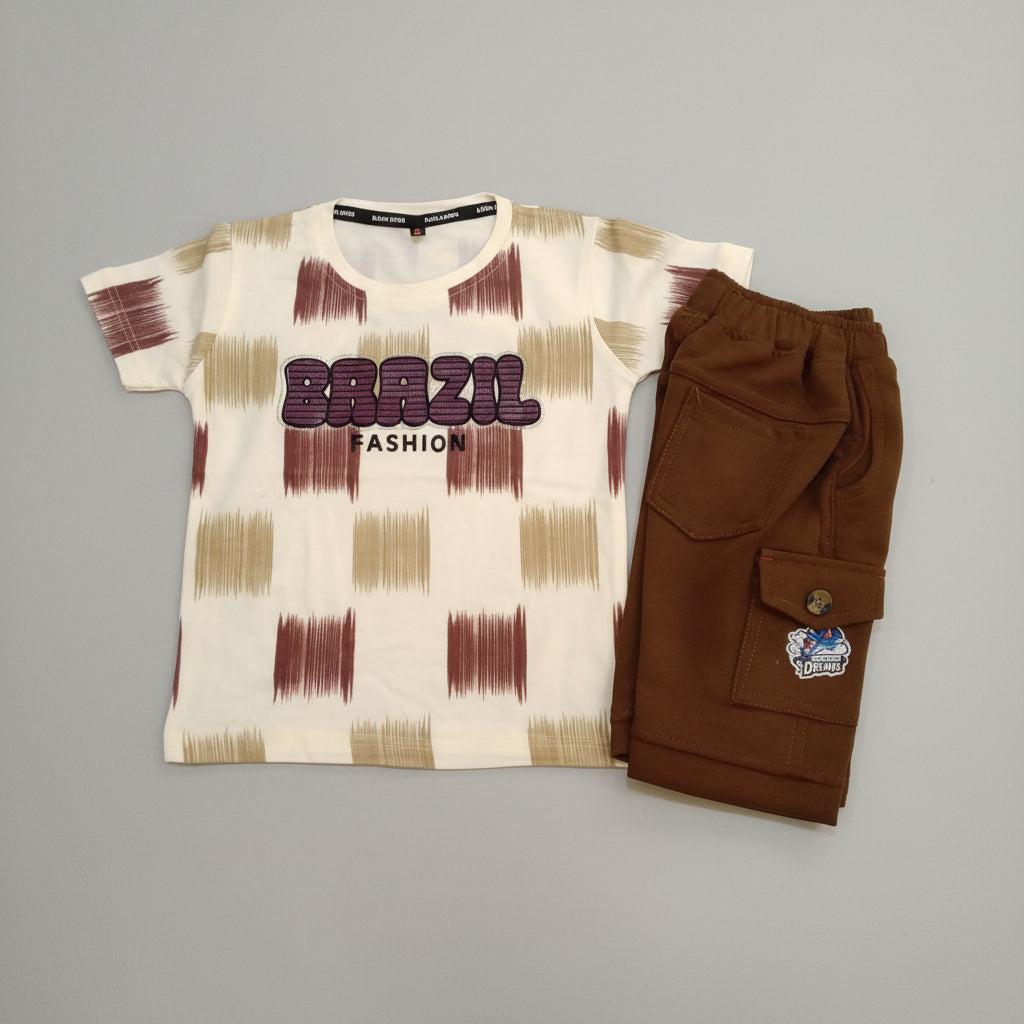 Boys Printed T-Shirt & Cargo Pant Set 374