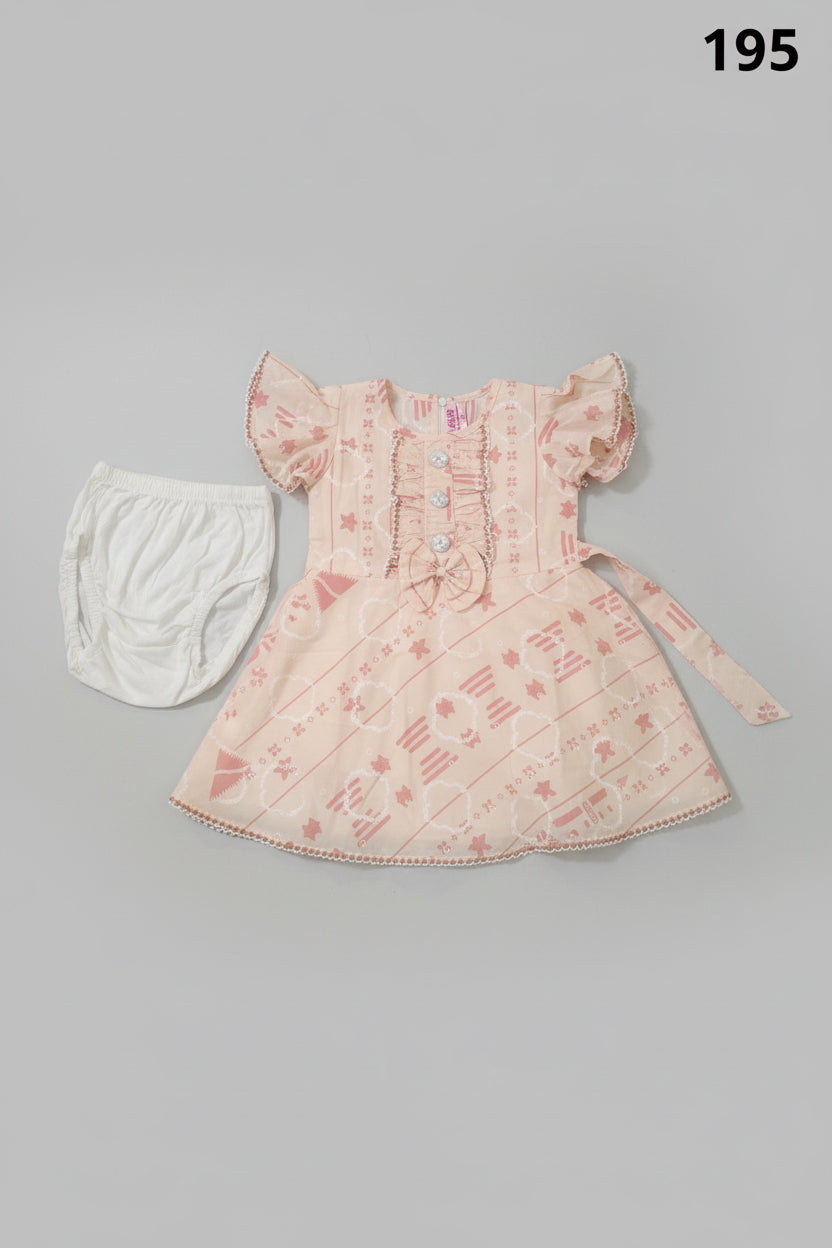 Baby Girls Printed Cotton Frock Dress Set with Inner Bloomer 195