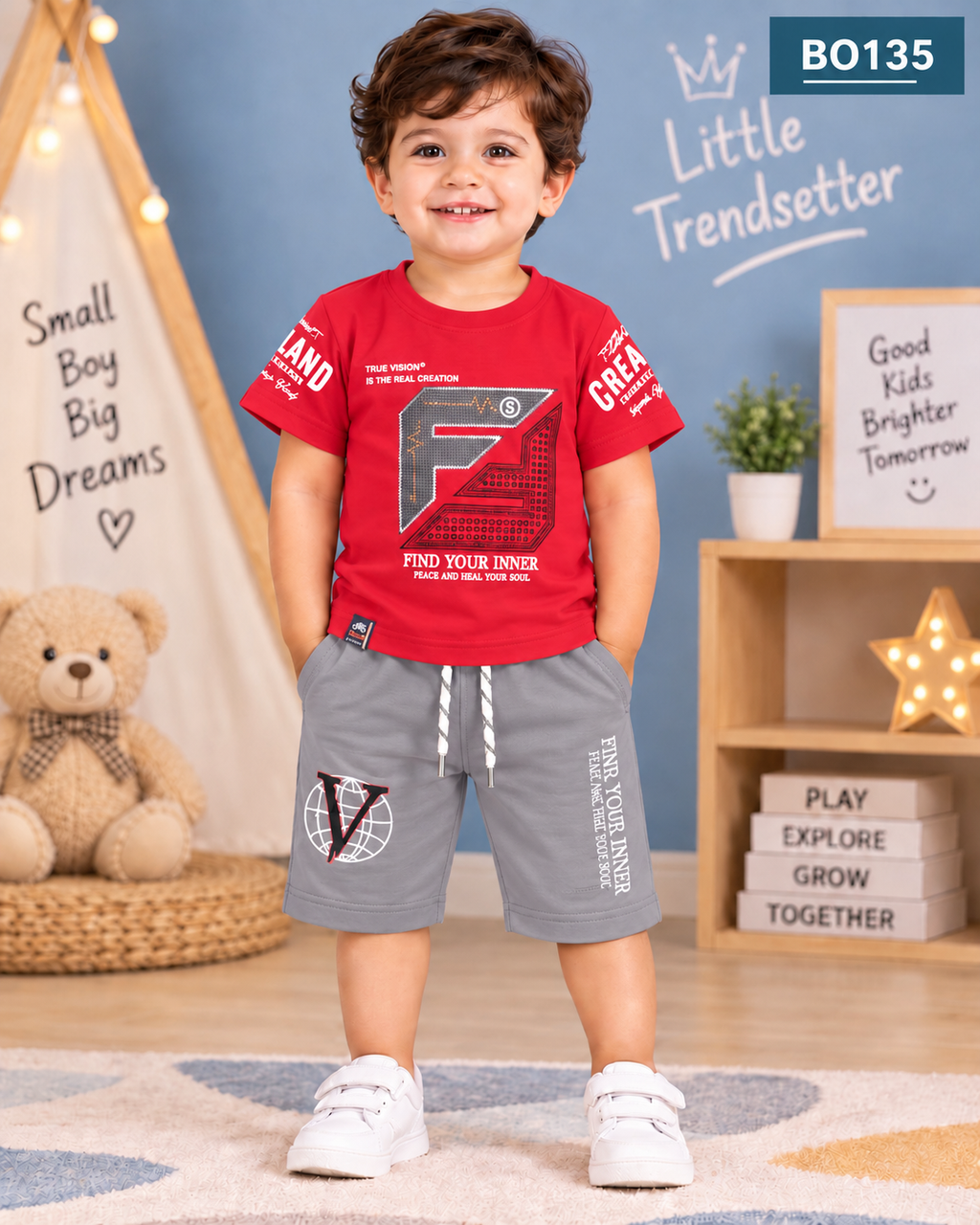 Premium Boys Graphic T-Shirt & Shorts Set-BO135