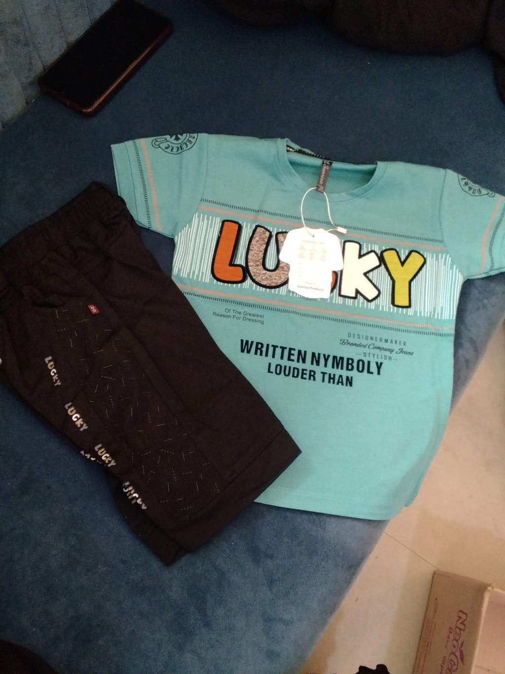 Kids “LUCKY” Printed T-Shirt & Jogger Set 361