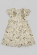 Girls Floral Embroidered Party Frock Dress with Flutter Sleeves.36.