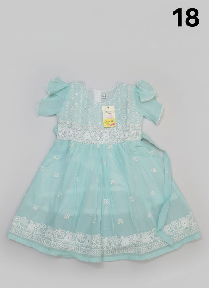 Girls Premium Embroidered Net Party Dress 18