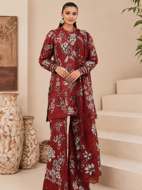Luxury Digital Printed Lawn Three Piece Set -C295