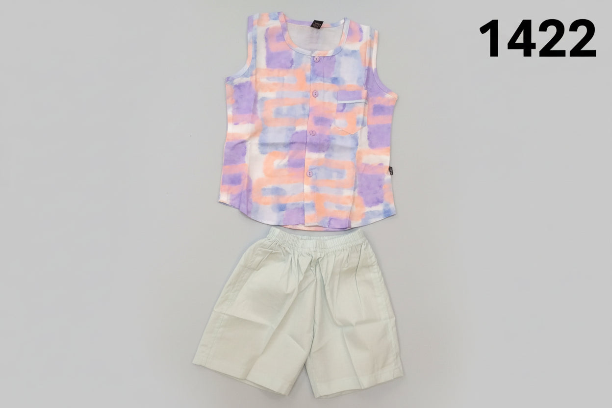 Baby Boys Abstract Print Shirt & Shorts Set-C52