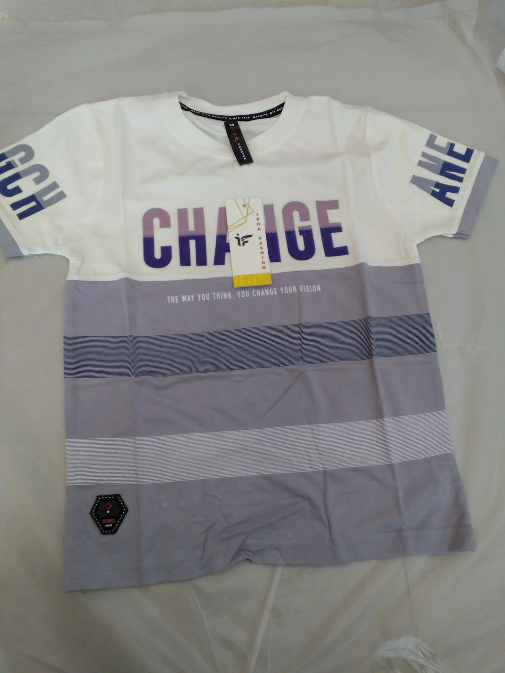 Boys “CHANGE” Printed Striped Casual T-Shirt 119
