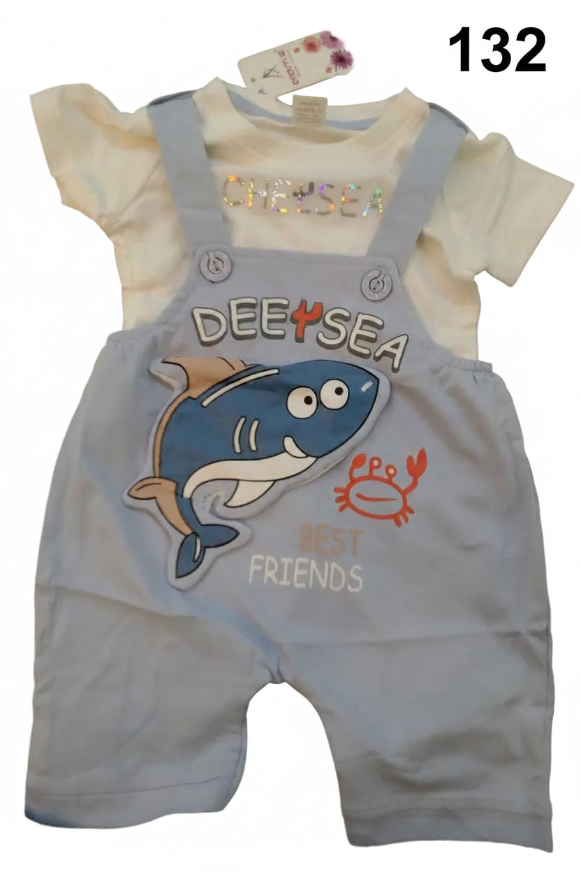 Baby Boys “Deep Sea Best Friends” Dungaree Set with T-Shirt.132.