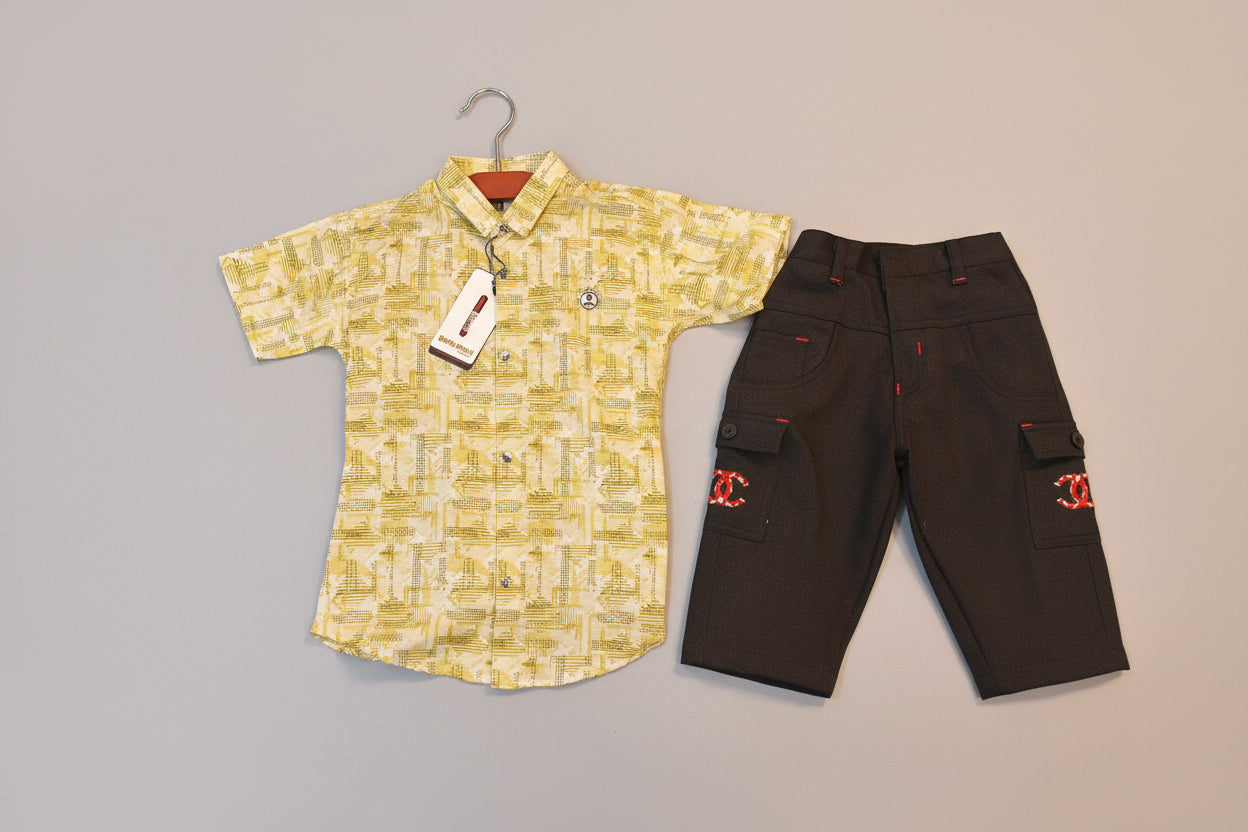 Boys Premium Printed Shirt & Pant Set (2-Piece Casual Wear) 405