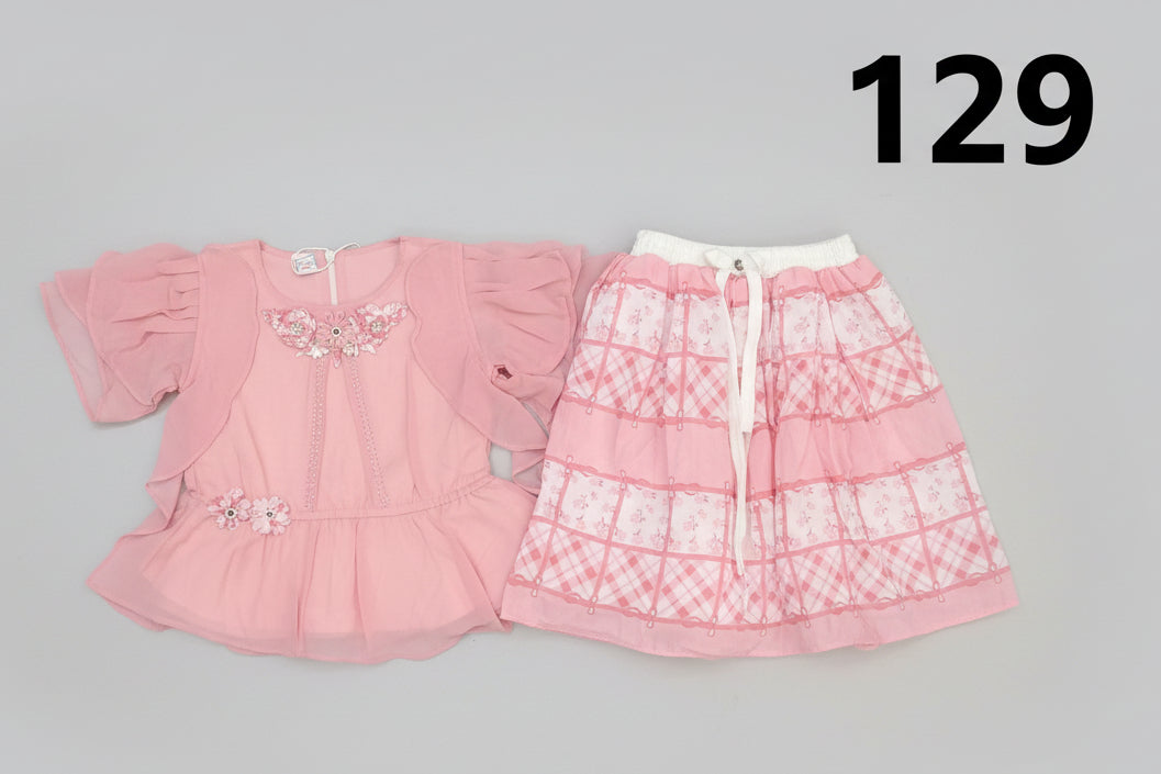 Girls Top & Printed Skirt Set 147