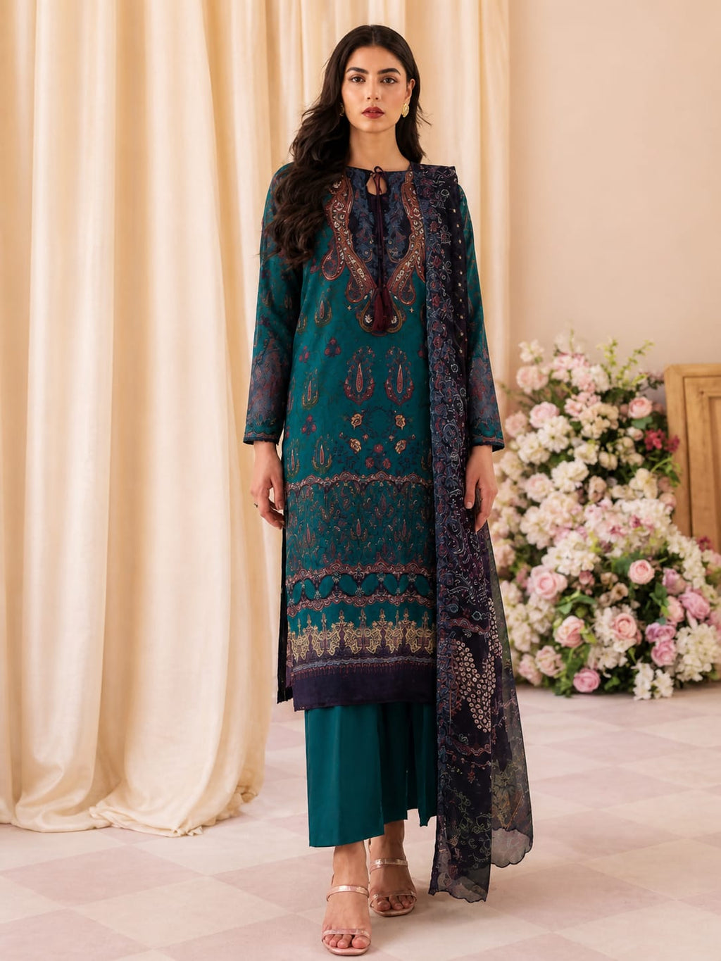Luxury Digital Printed Lawn Three Piece Set-C248