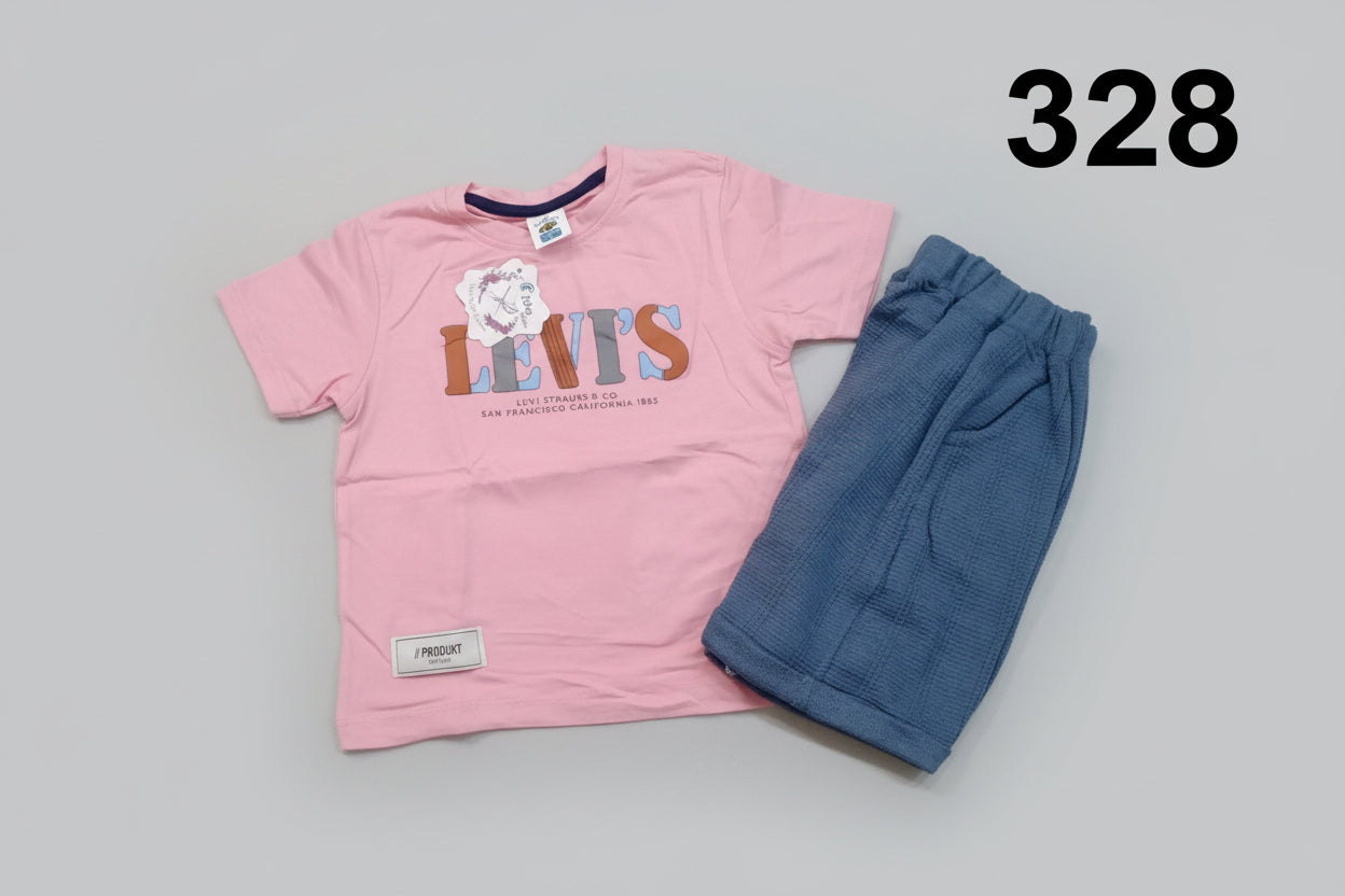 Kids Levi’s Style Printed T-Shirt & Shorts Set 328