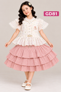 Premium Girls Polka Ruffle Top & Layered Skirt Set – GD81
